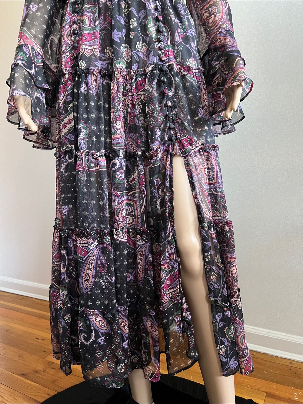 MISA LOS ANGELES BETHANY Maxi Dress Color: Gypset Long Sleeve Size XS - Picture 12 of 17